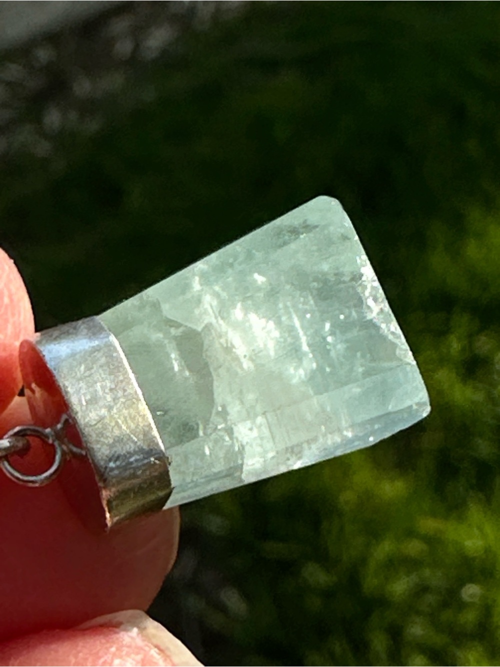 Sterling Silver Aquamarine Crystal Pendant Necklace - Picture 9 of 11